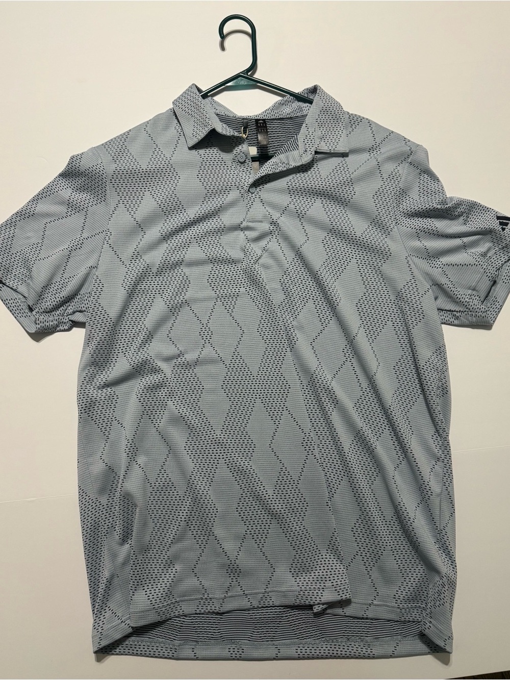 Men's Adidas Short-Sleeve Polo Shirt - Light Gray Geometric